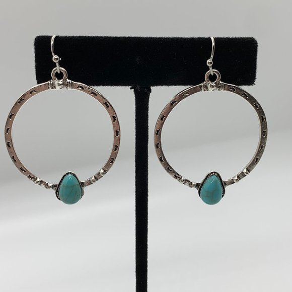 Turquoise Boho 925 Silver Dangle Drop Earrings - Picture 5 of 11